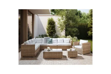 Loungegrupp Beliani XXL Beige/vit Brown||White - Hagemøbler - Loungemøbler - Sofagruppe utendørs