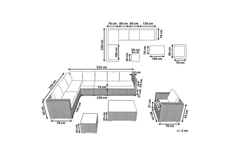 Loungegrupp Beliani XXL Beige/vit Brown||White - Hagemøbler - Loungemøbler - Sofagruppe utendørs