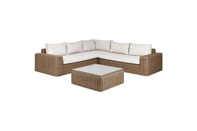 Loungegrupp Beliani Palermo Brun/grå Brown||White - Hagemøbler - Loungemøbler - Sofagruppe utendørs