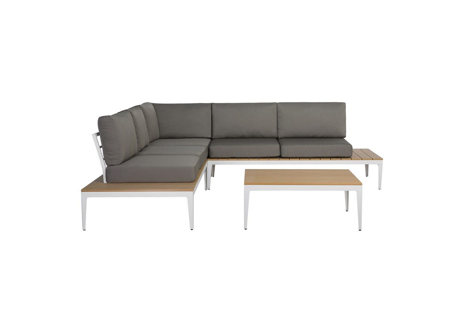 Loungegrupp Beliani Positano Grey\|\|Light wood\|\|White -