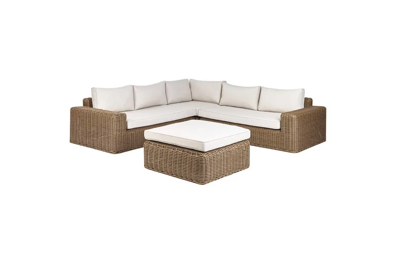 Loungegrupp Beliani Palermo Brun/grå Brown||White - Hagemøbler - Loungemøbler - Sofagruppe utendørs