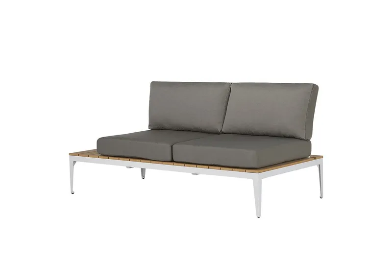 Loungegrupp Beliani Positano Grey||Light wood||White - Hagemøbler - Loungemøbler - Sofagruppe utendørs