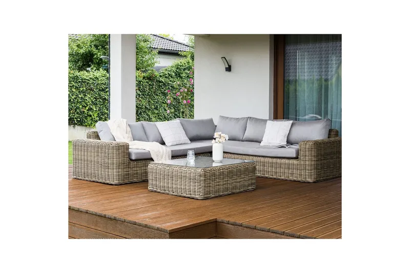 Loungegrupp Beliani Palermo Brun/grå Brown||Grey - Hagemøbler - Loungemøbler - Sofagruppe utendørs