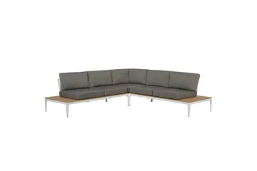 Loungegrupp Beliani Positano Grey||Light wood||White - Hagemøbler - Loungemøbler - Sofagruppe utendørs