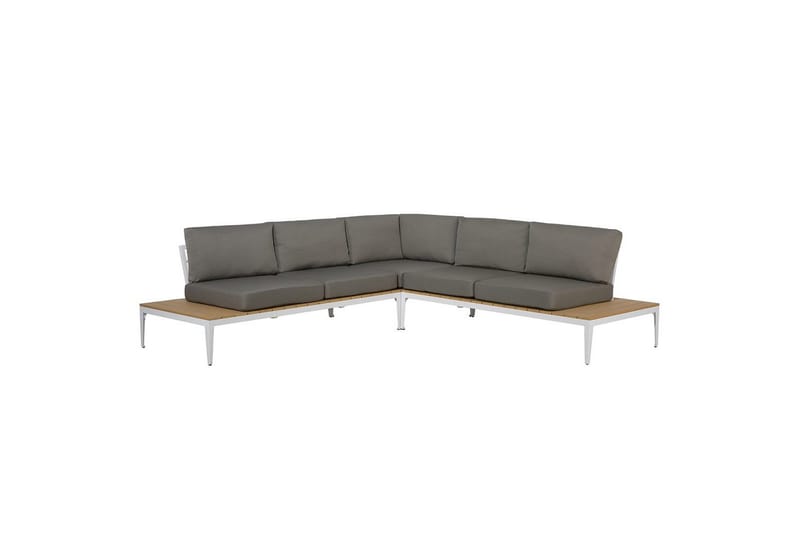 Loungegrupp Beliani Positano Grey||Light wood||White - Hagemøbler - Loungemøbler - Sofagruppe utendørs