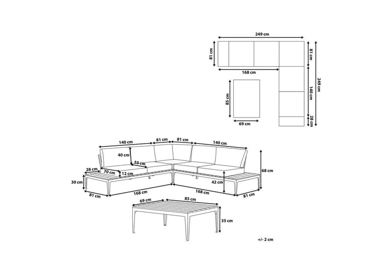 Loungegrupp Beliani Positano Grey||Light wood||White - Hagemøbler - Loungemøbler - Sofagruppe utendørs