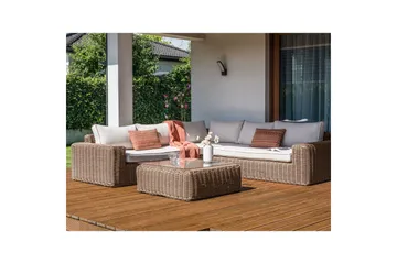 Loungegrupp Beliani Palermo Brun/grå Brown||White - Hagemøbler - Loungemøbler - Sofagruppe utendørs