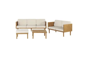 Loungegrupp med 2 sits soffa Beliani Baratti Light wood||Beige - Hagemøbler - Loungemøbler - Sofagruppe utendørs