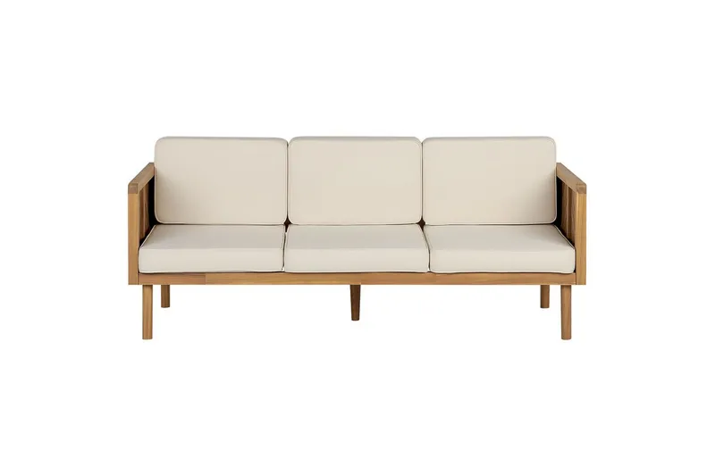Loungegrupp med 2 sits soffa Beliani Baratti Light wood||Beige - Hagemøbler - Loungemøbler - Sofagruppe utendørs