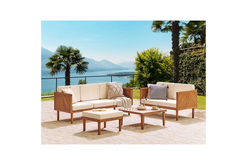 Loungegrupp med 2 sits soffa Beliani Baratti Light wood||Beige - Hagemøbler - Loungemøbler - Sofagruppe utendørs