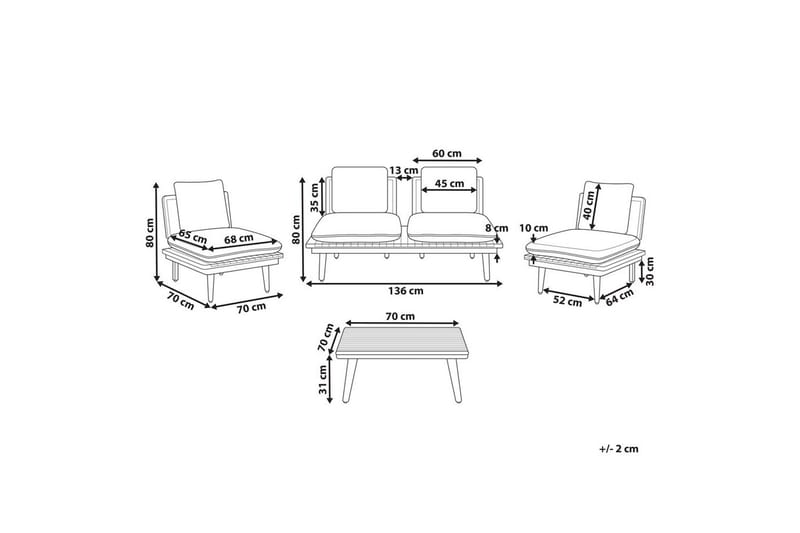 Loungegrupp med bord Beliani Accadia Light wood||Beige - Hagemøbler - Loungemøbler - Sofagruppe utendørs