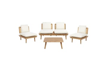 Loungegrupp med bord Beliani Accadia Light wood||Beige - Hagemøbler - Loungemøbler - Sofagruppe utendørs