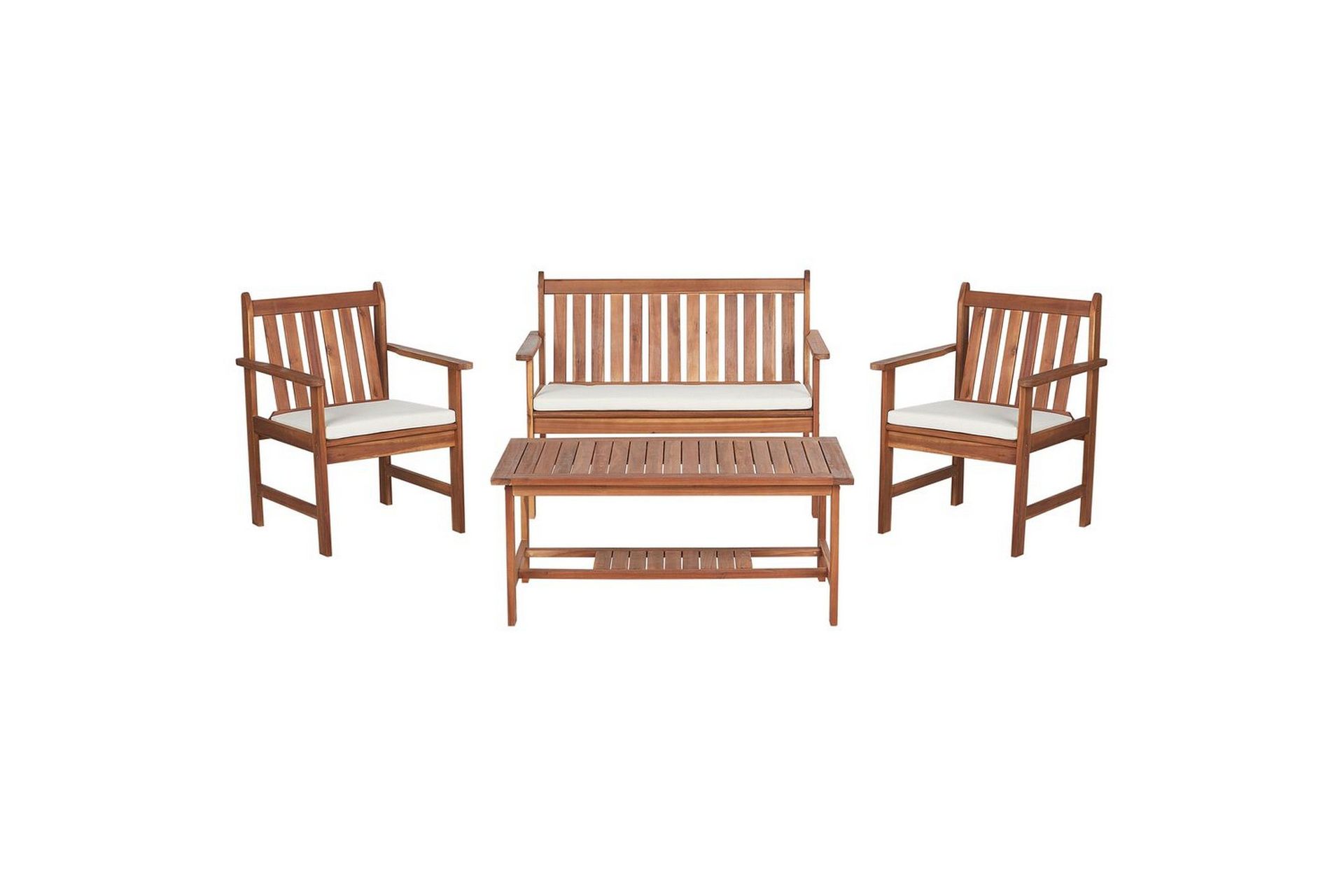 Loungegrupp med bord Beliani Altidona Light wood\|\|White -