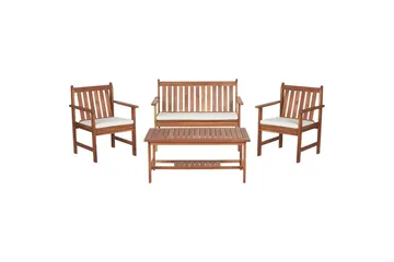 Loungegrupp med bord Beliani Altidona Light wood||White - Hagemøbler - Loungemøbler - Sofagruppe utendørs