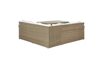 Loungegrupp med bord Beliani Bardi Natur/grå/beige White||Brown - Hagemøbler - Loungemøbler - Sofagruppe utendørs