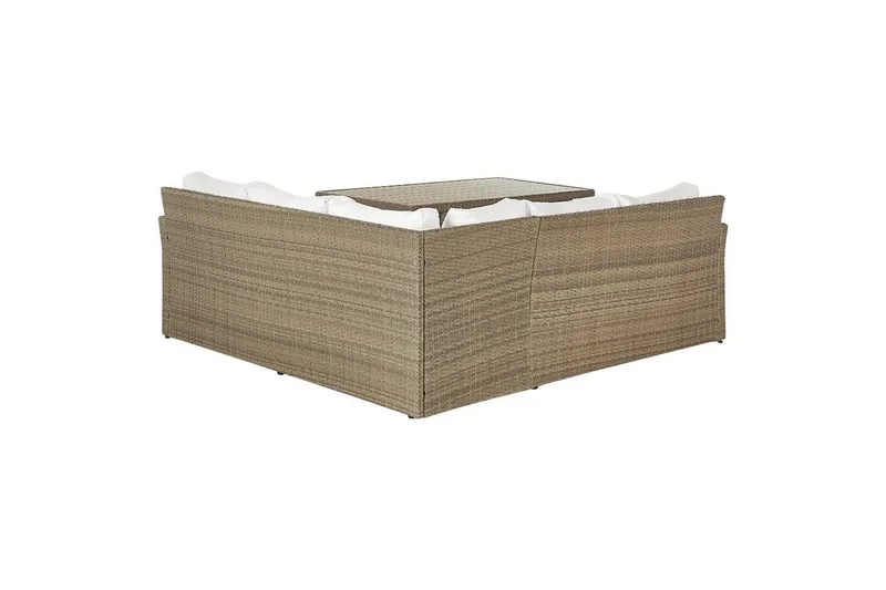 Loungegrupp med bord Beliani Bardi Natur/grå/beige White||Brown - Hagemøbler - Loungemøbler - Sofagruppe utendørs