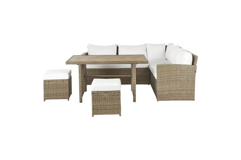 Loungegrupp med bord Beliani Bardi Natur/grå/beige White||Brown, undefined