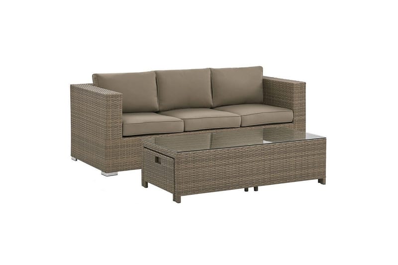 Loungegrupp med bord Beliani Belluno Brown||Silver - Hagemøbler - Loungemøbler - Sofagruppe utendørs