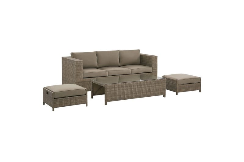 Loungegrupp med bord Beliani Belluno Brown||Silver - Hagemøbler - Loungemøbler - Sofagruppe utendørs