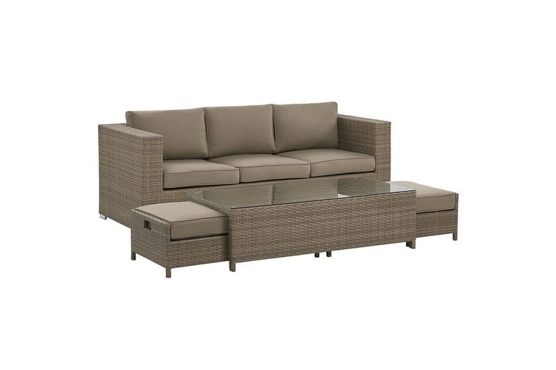 Loungegrupp med bord Beliani Belluno Brown||Silver - Hagemøbler - Loungemøbler - Sofagruppe utendørs