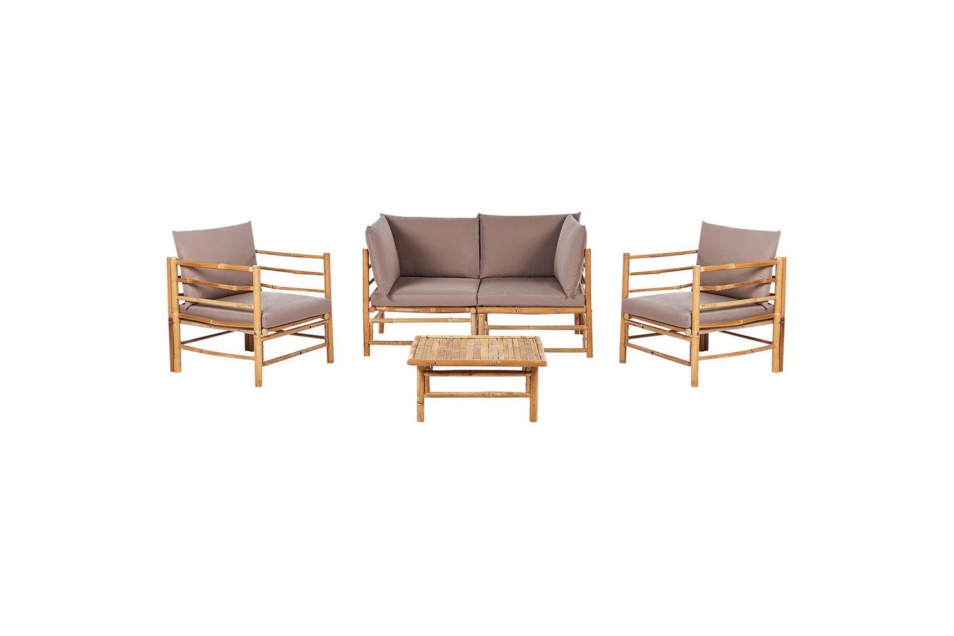 Loungegrupp med bord Beliani Cerreto Beige/ljust trä, 4-Sits Beige\|\|Light wood -