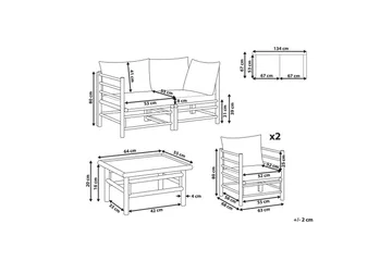 Loungegrupp med bord Beliani Cerreto Beige/ljust trä, 4-Sits White||Light wood - Hagemøbler - Loungemøbler - Sofagruppe utendørs