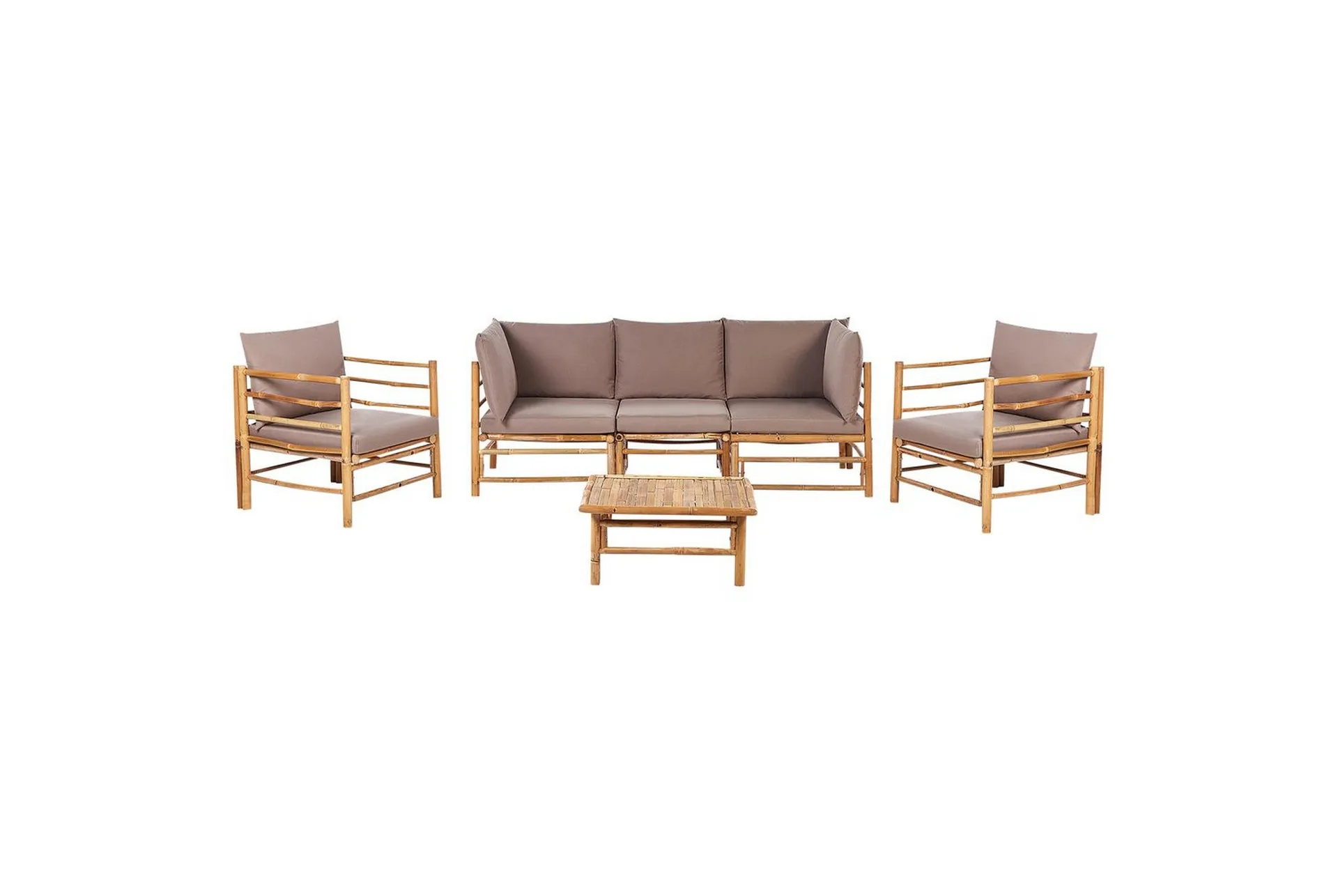 Loungegrupp med bord Beliani Cerreto Beige/ljust trä, 5-Sits Beige\|\|Light wood -