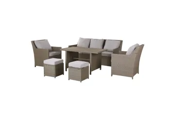 Loungegrupp med bord Beliani Fonti Natur/grå/beige Natural||Grey||Beige - Hagemøbler - Loungemøbler - Sofagruppe utendørs