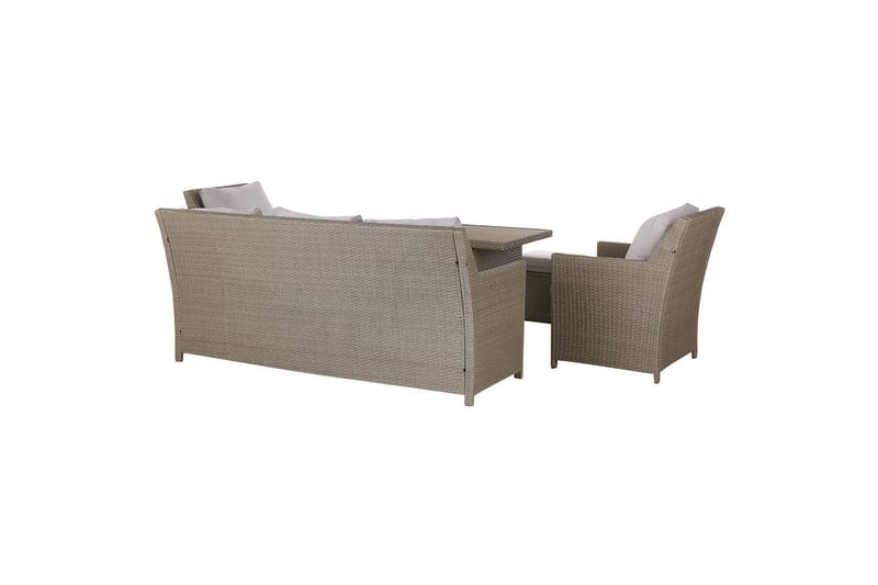 Loungegrupp med bord Beliani Fonti Natur/grå/beige Natural||Grey||Beige - Hagemøbler - Loungemøbler - Sofagruppe utendørs
