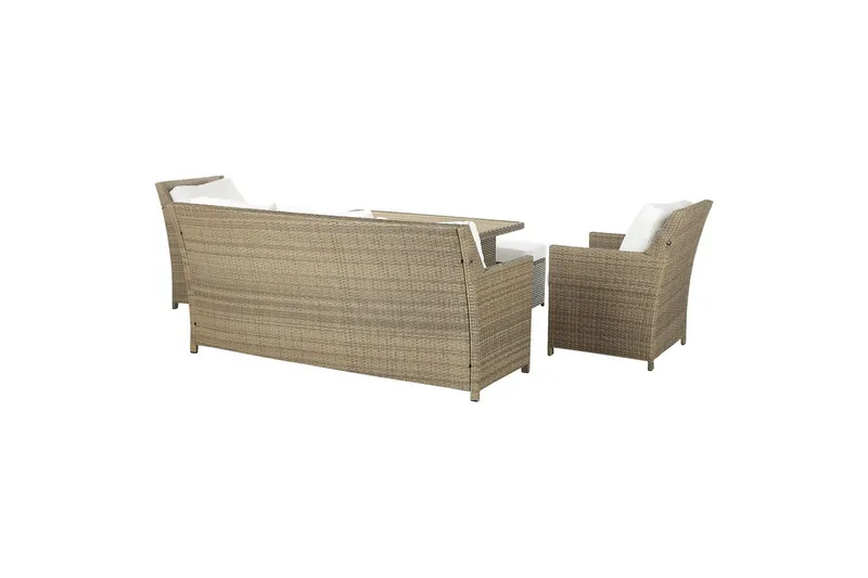 Loungegrupp med bord Beliani Fonti Natur/grå/beige White||Brown - Hagemøbler - Loungemøbler - Sofagruppe utendørs
