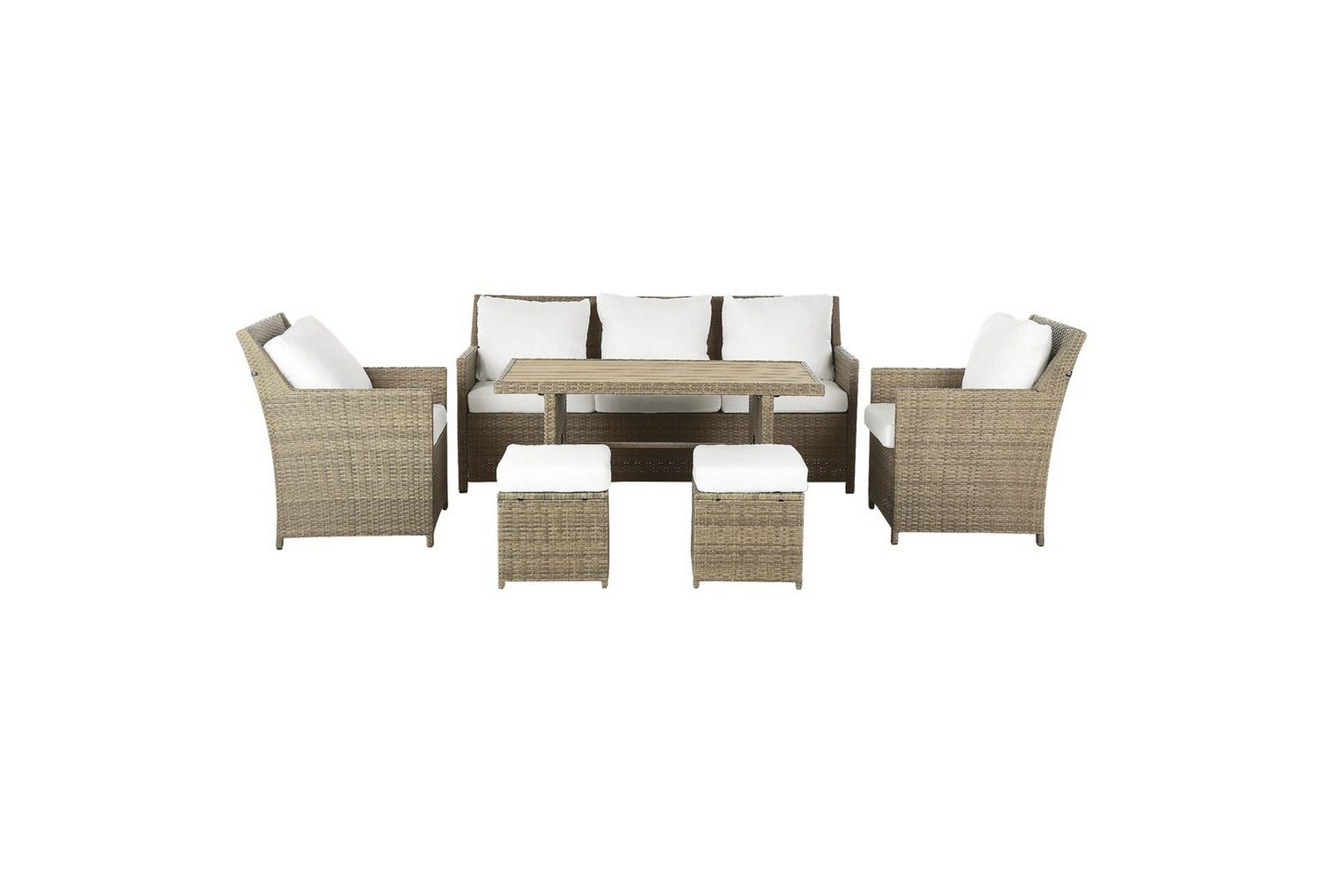 Loungegrupp med bord Beliani Fonti Natur/grå/beige White\|\|Brown -