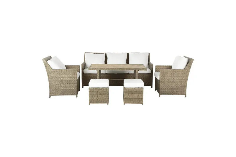 Loungegrupp med bord Beliani Fonti Natur/grå/beige White||Brown, undefined