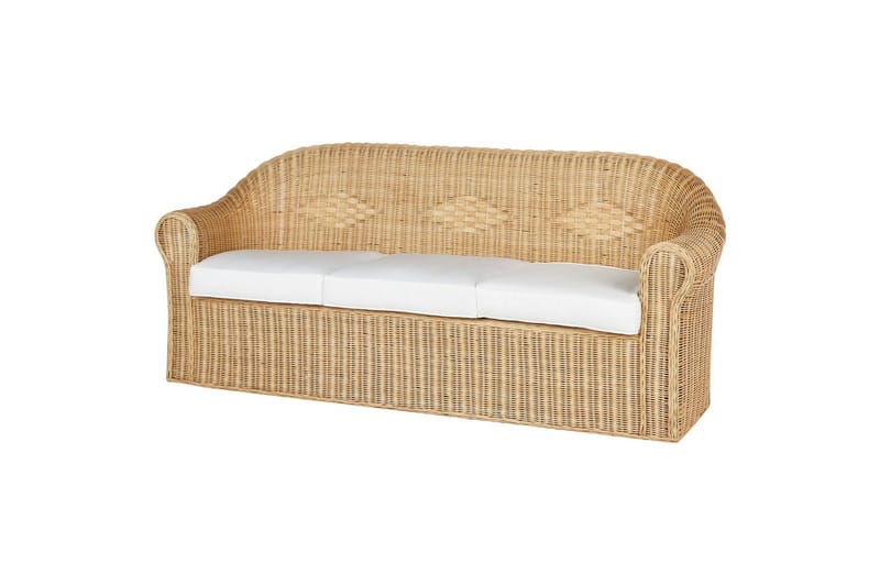 Loungegrupp med bord Beliani Livadeia Natural||White - Hagemøbler - Loungemøbler - Sofagruppe utendørs