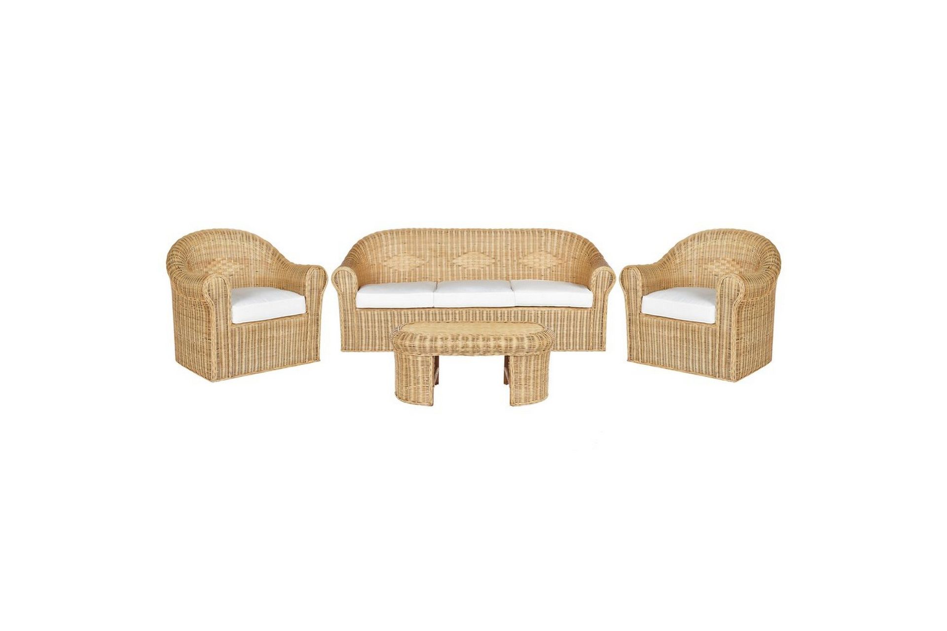 Loungegrupp med bord Beliani Livadeia Natural\|\|White -