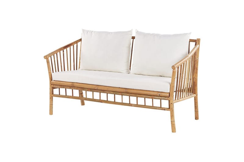 Loungegrupp med bord Beliani Maggiore Light wood||White - Hagemøbler - Loungemøbler - Sofagruppe utendørs