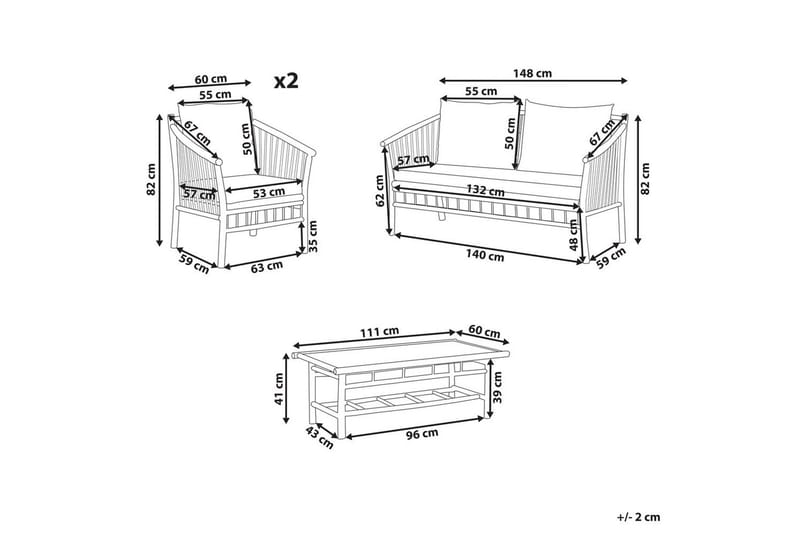 Loungegrupp med bord Beliani Maggiore Light wood||White - Hagemøbler - Loungemøbler - Sofagruppe utendørs