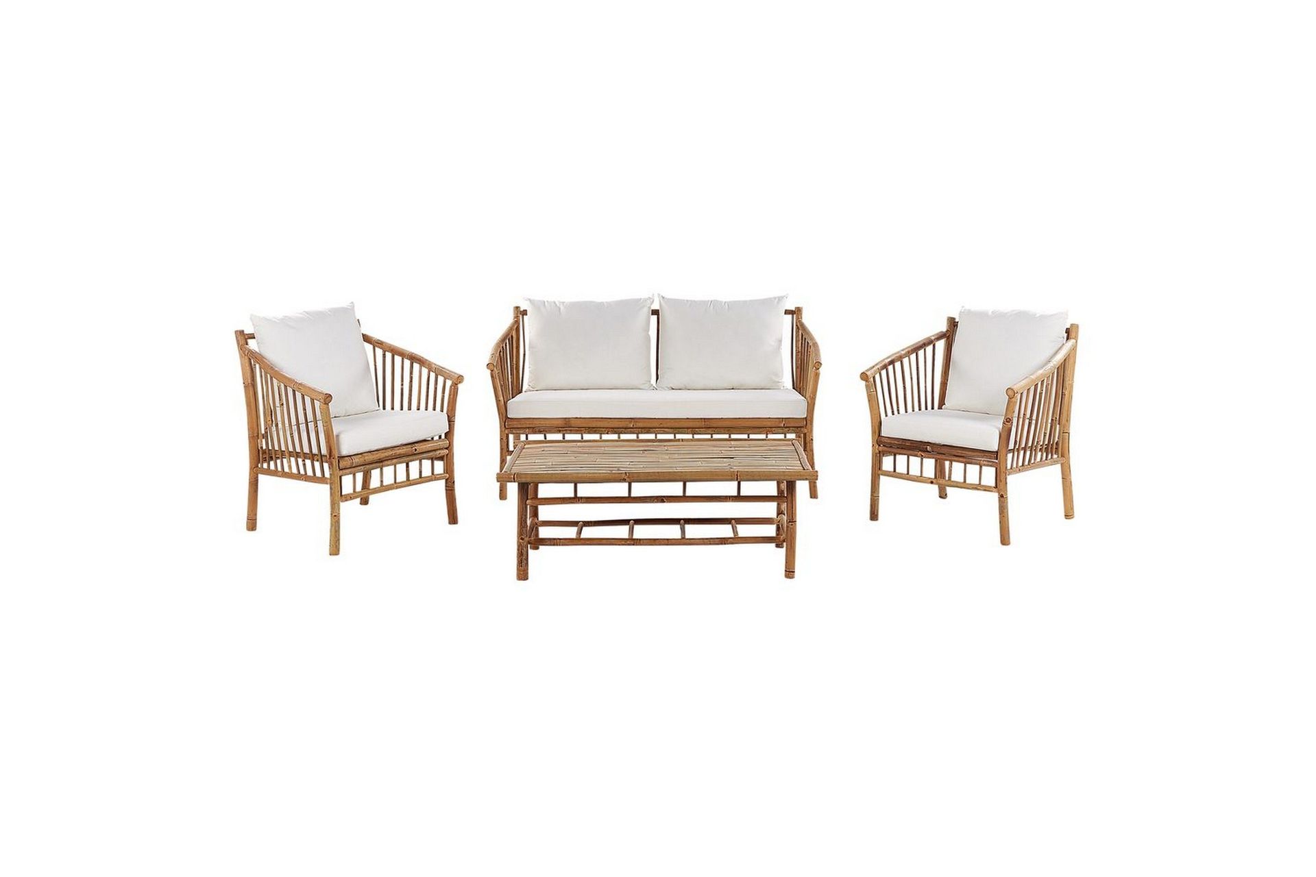 Loungegrupp med bord Beliani Maggiore Light wood\|\|White -