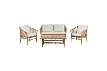 Loungegrupp med bord Beliani Maggiore Light wood||White - Hagemøbler - Loungemøbler - Sofagruppe utendørs