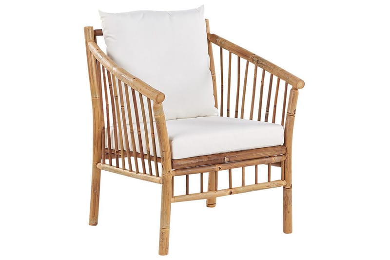 Loungegrupp med bord Beliani Maggiore Light wood||White - Hagemøbler - Loungemøbler - Sofagruppe utendørs