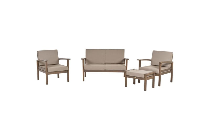 Loungegrupp med bord Beliani Manila Ja Grey||Dark wood - Hagemøbler - Loungemøbler - Sofagruppe utendørs