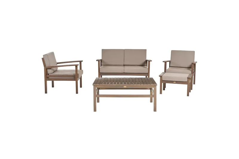 Loungegrupp med bord Beliani Manila Nej Grey||Dark wood, undefined
