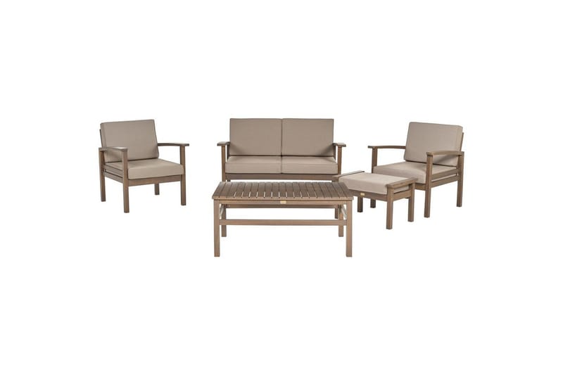 Loungegrupp med bord Beliani Manila Nej Grey||Dark wood - Hagemøbler - Loungemøbler - Sofagruppe utendørs