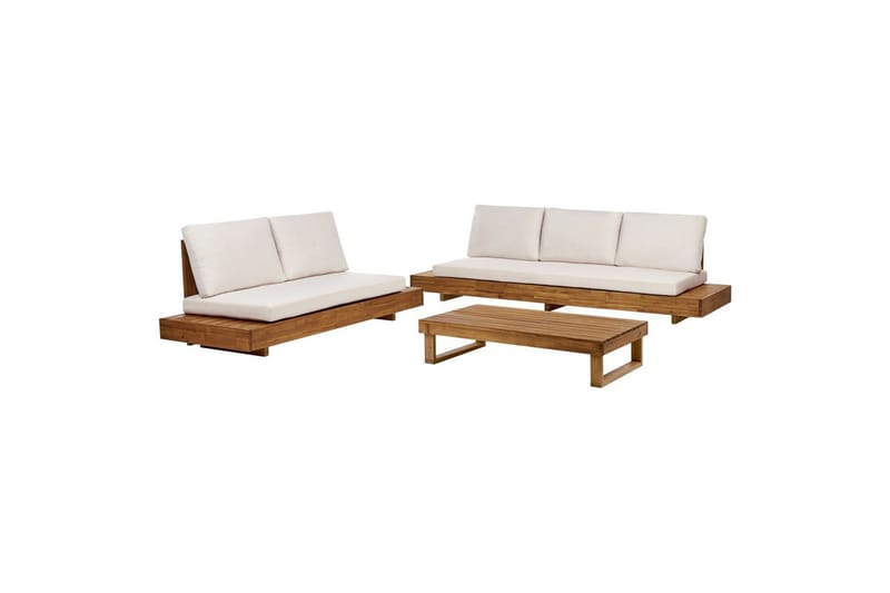 Loungegrupp med bord Beliani Marettimo Light wood, White, undefined