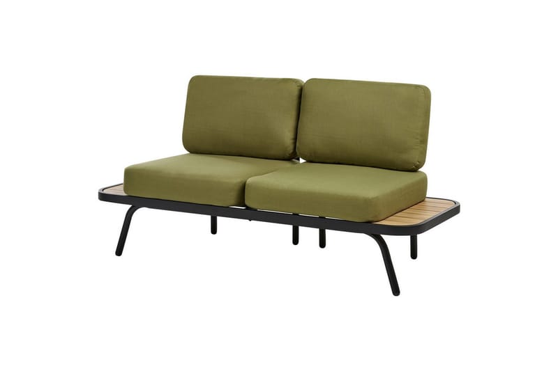 Loungegrupp med bord Beliani Minozzo Green||Black||Light wood - Hagemøbler - Loungemøbler - Sofagruppe utendørs