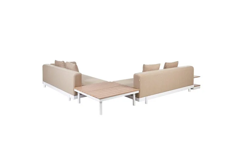 Loungegrupp med bord Beliani Missanello Beige/vit Beige||White - Hagemøbler - Loungemøbler - Sofagruppe utendørs