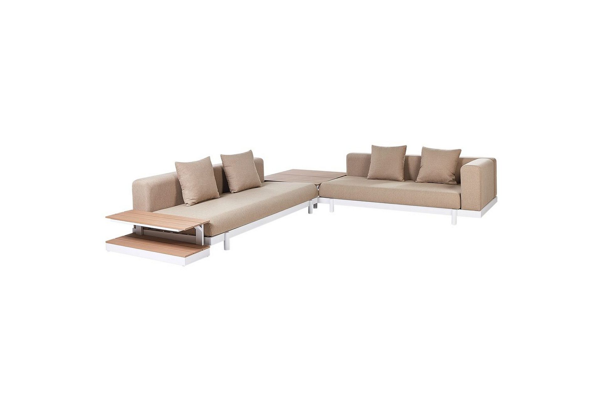 Loungegrupp med bord Beliani Missanello Beige/vit Beige\|\|White -