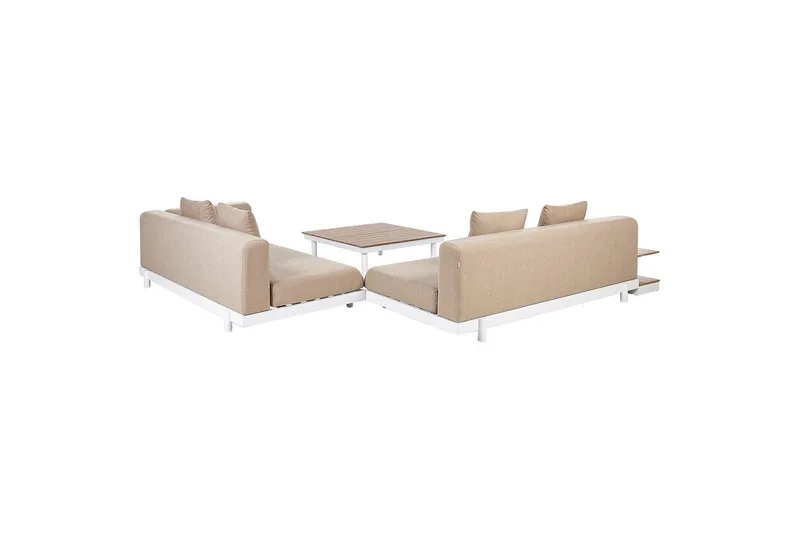 Loungegrupp med bord Beliani Missanello Beige/vit Beige||White - Hagemøbler - Loungemøbler - Sofagruppe utendørs