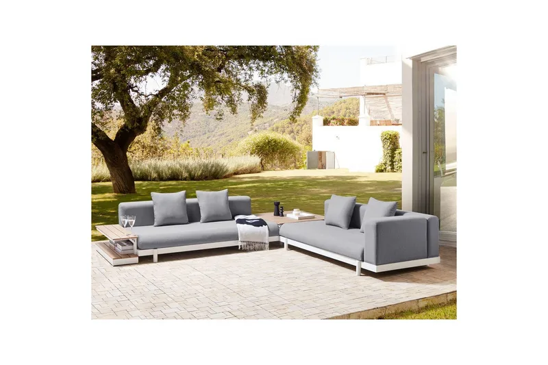 Loungegrupp med bord Beliani Missanello Beige/vit Grey||White - Hagemøbler - Loungemøbler - Sofagruppe utendørs