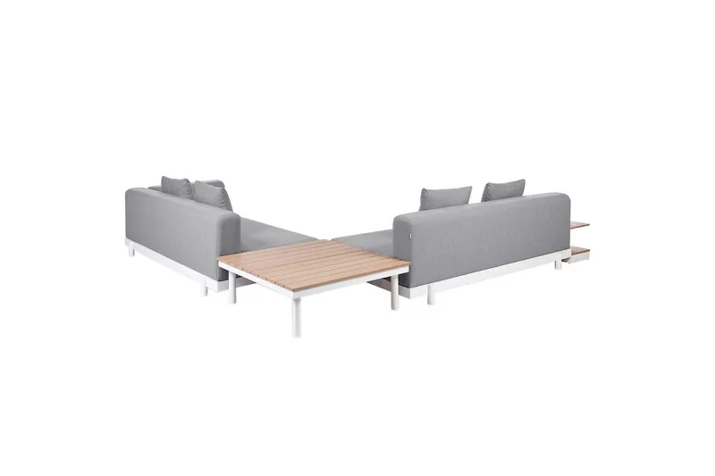 Loungegrupp med bord Beliani Missanello Beige/vit Grey||White - Hagemøbler - Loungemøbler - Sofagruppe utendørs