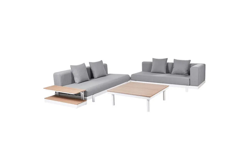 Loungegrupp med bord Beliani Missanello Beige/vit Grey||White - Hagemøbler - Loungemøbler - Sofagruppe utendørs